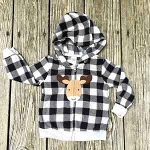 Carter’s Fleece Moose Zip Hoodie. Size 18 Mo